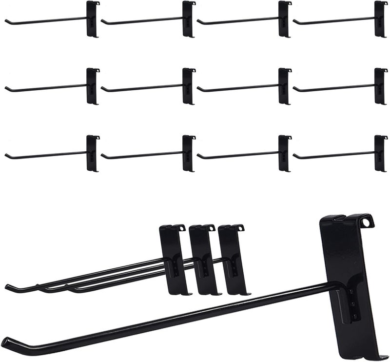 NEESEEYEE Gridwall Hooks 8 Inch, 12PC Heavy Duty Black Display Hooks for Grid Wall Panels, Grid Wall Accessory for Retail Store, Home Stroage, Garage, Trade Show - Image 1